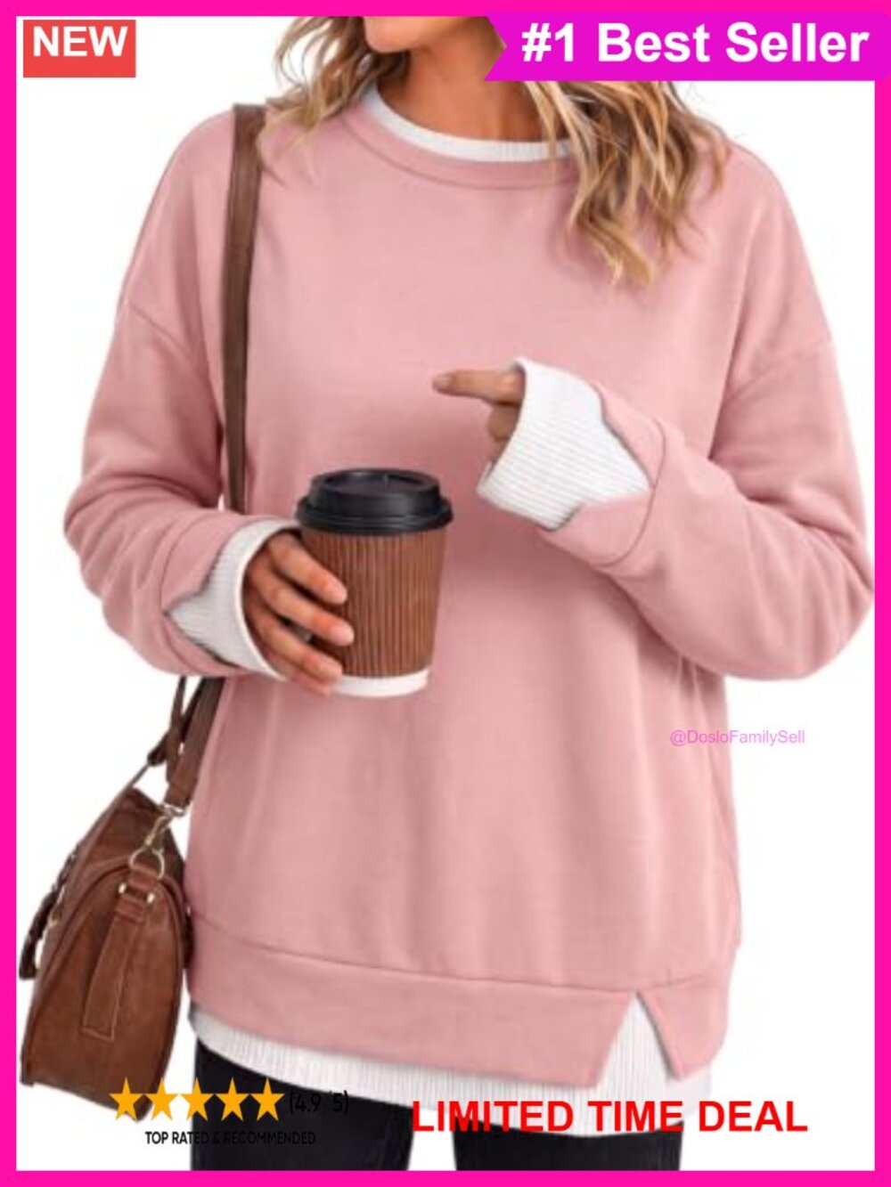 Women Oversized Crewneck Long Sleeve Pullover Sweatshirt Loose Fit Fall Top